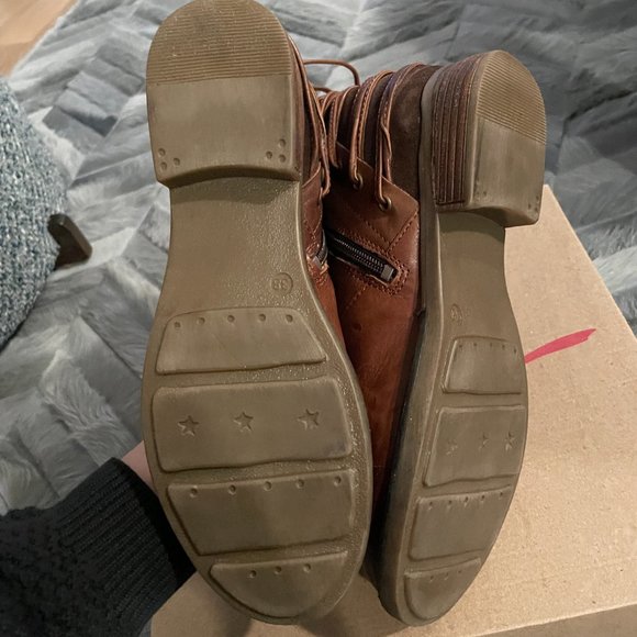 Rebels Lace-Up Back Low-Heeled Booties Brown Size 38 / US 8 - Picture 5 of 10